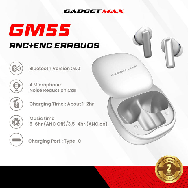 GADGET MAX - GM55 Fliz Series ANC+ENC Bluetooth Wireless Earbuds