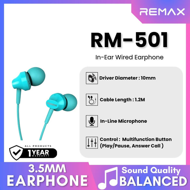 REMAX - RM-501 3.5mm Wired Earphone