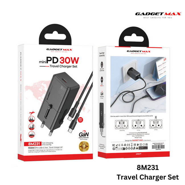 GADGET MAX - 8M231 Mini PD 30W Travel Charger Set