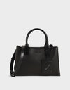 CHARLES & KEITH Double Top Handle Structured Bag Ultra-Matte Black