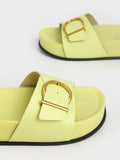 Metallic Buckle Flatform Sandals