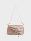 CHARLES & KEITH Satin Bow-Tie Bead-Handle Shoulder Bag