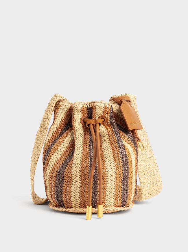 CHARLES & KEITH Clarissa Raffia Drawstring Shoulder Bag