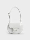 CHARLES & KEITH Lula Patent Buckled Bag Light Grey