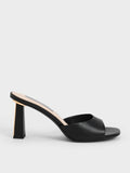 CHARLES & KEITH Geometric Heeled Mules Black