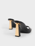 CHARLES & KEITH Geometric Heeled Mules Black