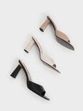 CHARLES & KEITH Geometric Heeled Mules Black