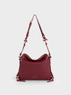 CHARLES & KEITH Cube Knotted Hobo Bag Burgundy