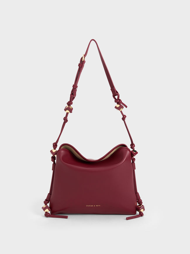 CHARLES & KEITH Cube Knotted Hobo Bag Burgundy