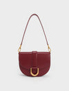 CHARLES & KEITH Gabine Saddle Bag Burgundy