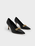 CHARLES & KEITH Chunky Chain Stilleto Heel Pumps Black