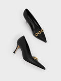 CHARLES & KEITH Chunky Chain Stilleto Heel Pumps Black