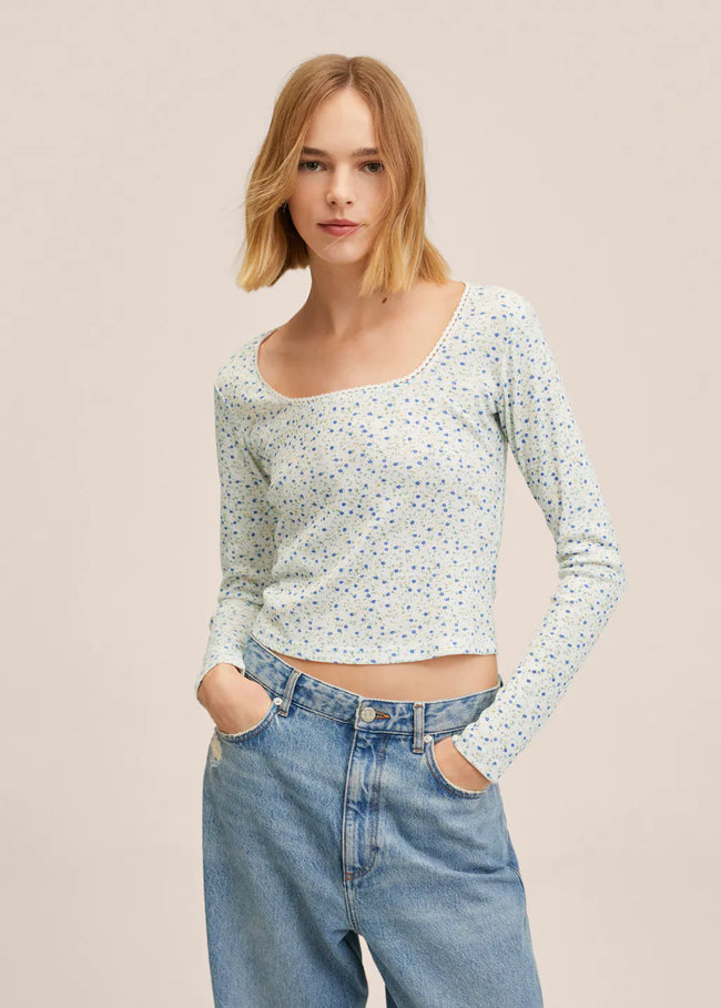 MANGO WOMEN T-SHIRT FLEUR