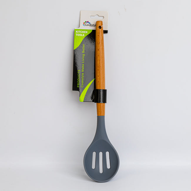 1 NOM Warm Wooden Handle Silicone Colander