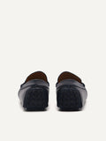 PEDRO Men Leather Horsebit Moccasins - Navy