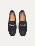 PEDRO Men Leather Horsebit Moccasins - Navy