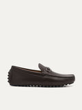 PEDRO Men Leather Horsebit Moccasins - Dark Brown