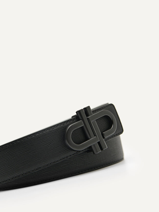 PEDRO Black Icon Reversible Leather Tang Belt - Black