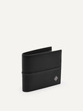 PEDRO Men Embossed Leather Bi-Fold Wallet - Black