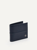 PEDRO Embossed Leather Bi-Fold Wallet with Insert - Navy