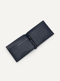 PEDRO Embossed Leather Bi-Fold Money Clip - Navy